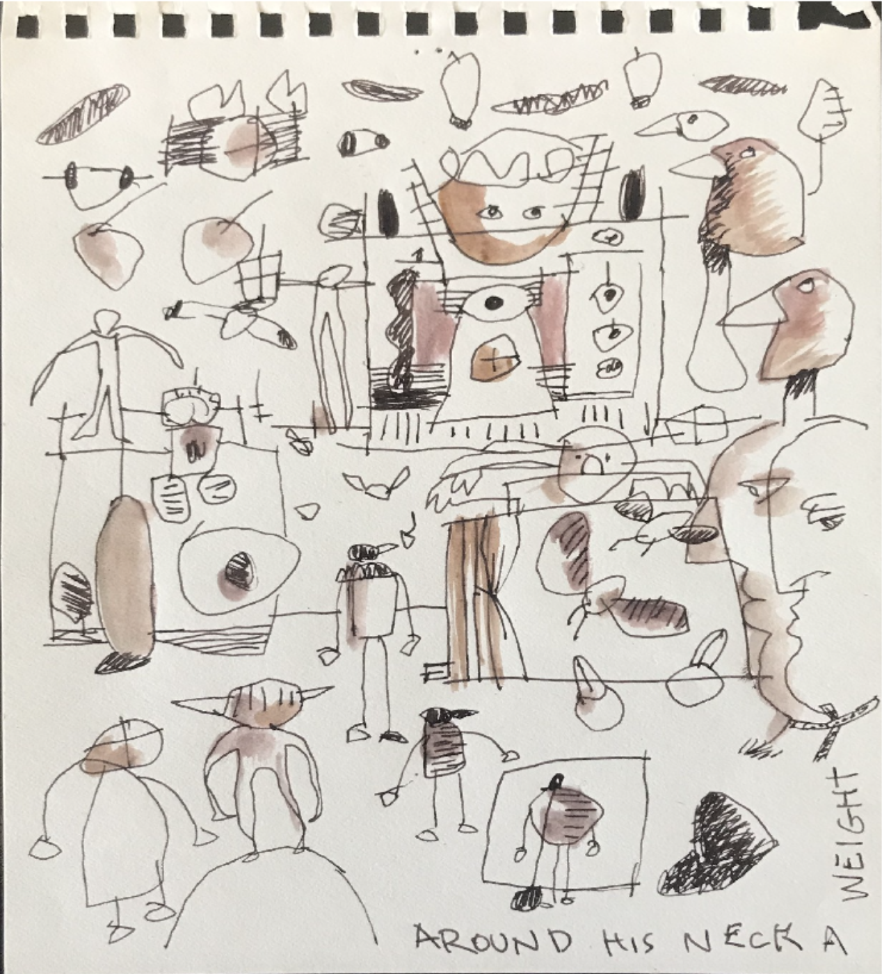 A Round His Neck a Weight